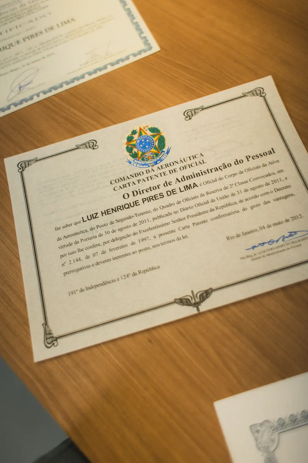 Certificado de titulação do Dr. Luiz Henrique Pires de Lima 2